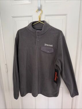 NEW Spalding Dark Gray Snap-Placket Fleece Pullover